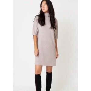 Ann Mashburn Rowan Funnel Neck Sweater Dress  HEATER STONE  SZ XL NWOT